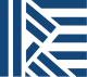 This image shows a stylized blue geometric design with parallel lines and angular shapes forming an abstract letter 'K' pattern.